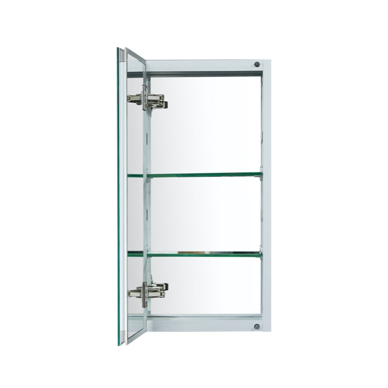 Armoire à pharmacie avec porte miroir et tablettes réglables en verre Adelita, 24 po x 12 po x P 3,75 po, Satin