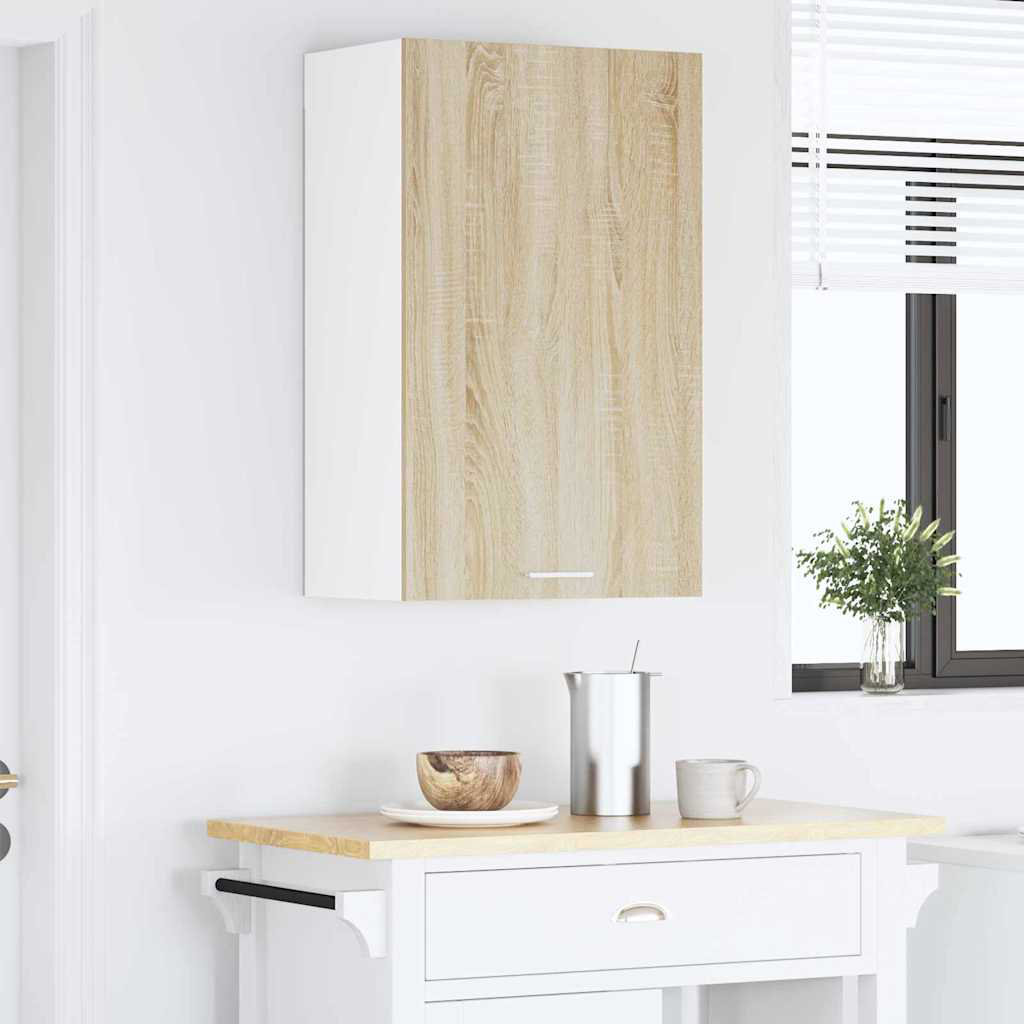 Vidaxl Hanging Cabinet Riga Artisan Oak And White 40 X 31 X 80 Cm
