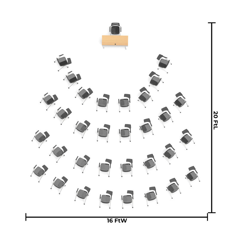 Novelty 33 Person Flip Top 22'' L Modular Training Table and Chair Set with Casters and Modesty Panel