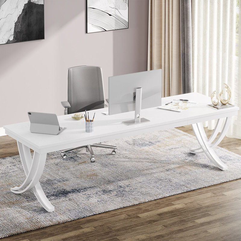 Kynara 78.74" W Rectangle Writing Desk, White