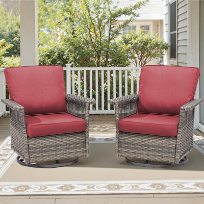 Ensemble de 2 chaises de patio pivotantes avec coussins Anferney
