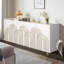 Buffet moderne cannelé avec rangement, élément incurvé avec lignes strictes, armoire de rangement à 4 portes avec tablettes réglables pour la cuisine, la salle à manger et le salon-1129563208-1129563207