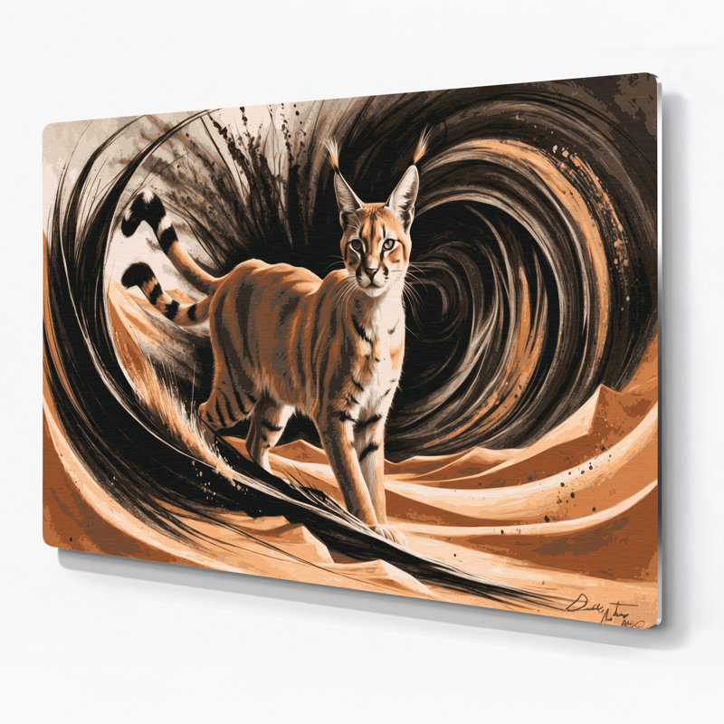 Faune, art mural brun en métal Caracal, 20" H x 30" W
