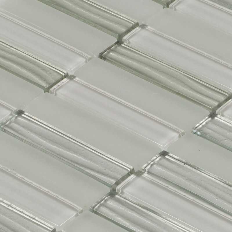 1" x 4" Glass Mosaic Wall Tile, Gray
