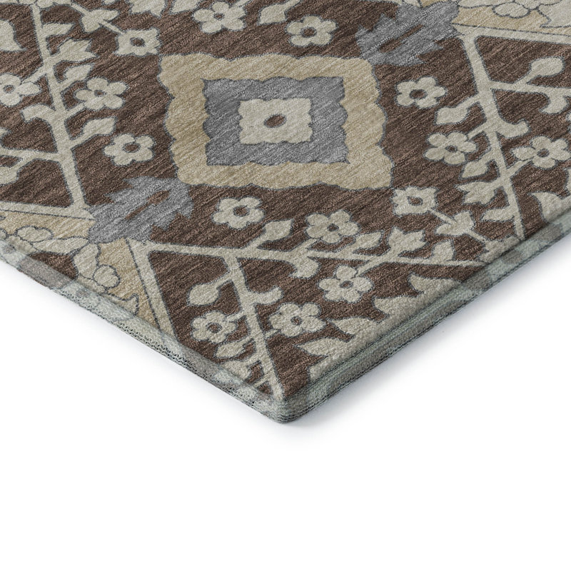 Premium Machine Washable Prisco Chocolate Rug, Runner 2'3" x 7'6"