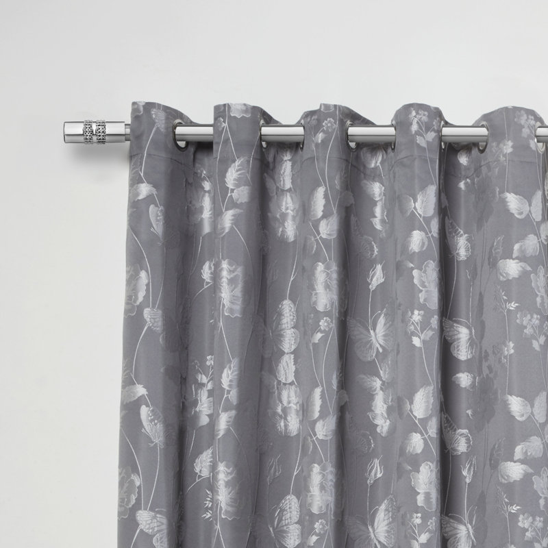 Diamante Chrome Stainless Steel Adjustable 120cm to 210cm 2cm Single Curtain Pole, 1.6 - 3m, Chrome