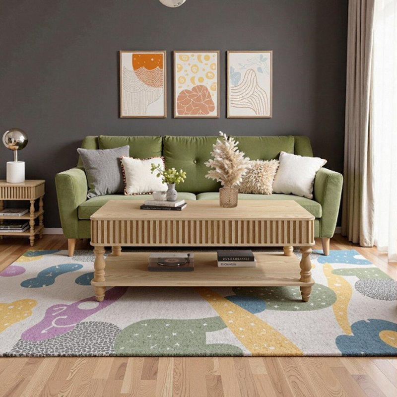 Table basse 47,24 pouces Farmhouse, Natural Wood