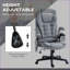 Fauteuil de bureau avec massage vibrant à 6 points Chaleur lombaire, gris ardoise | Hauteur réglable | Tissu en polyester-88955712