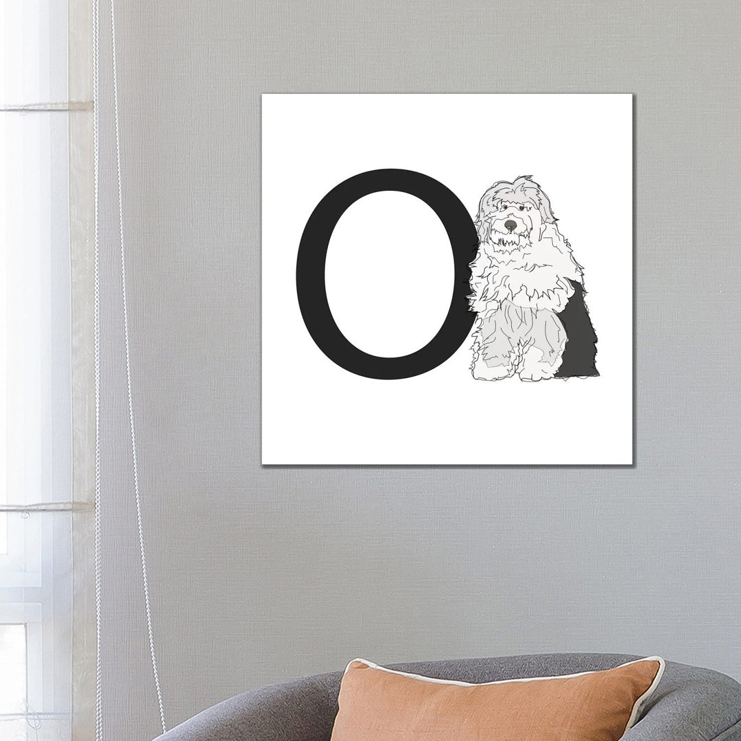 O Is For Old English Sheepdog von Sketch And Paws - Gallery-Wrapped Canvas Giclée on Canvas