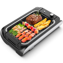 Electric Griddle Grill Raclette Table Grill Korean BBQ Indoor Outdoor  Smokeless Nonstick Dishwasher Safe 1400W Reversible 2-In-1 with Cheese 8  Paddles 8 Spatulas 
