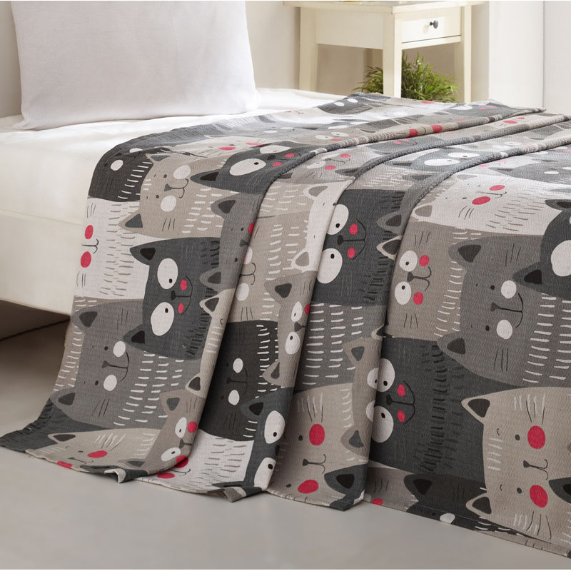 Sechrist Cotton Animal Print Bedspread with Pillowcases, Grey/Black/White, 140 x 200 cm Bedspread