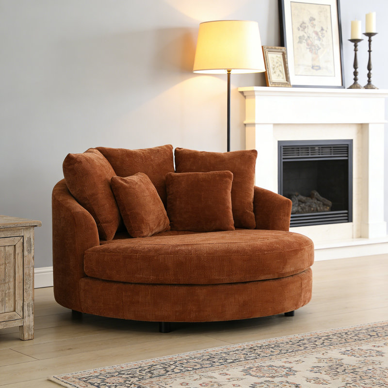 Chaise longue d'intérieur surdimensionnée à housse, Orange brûlé