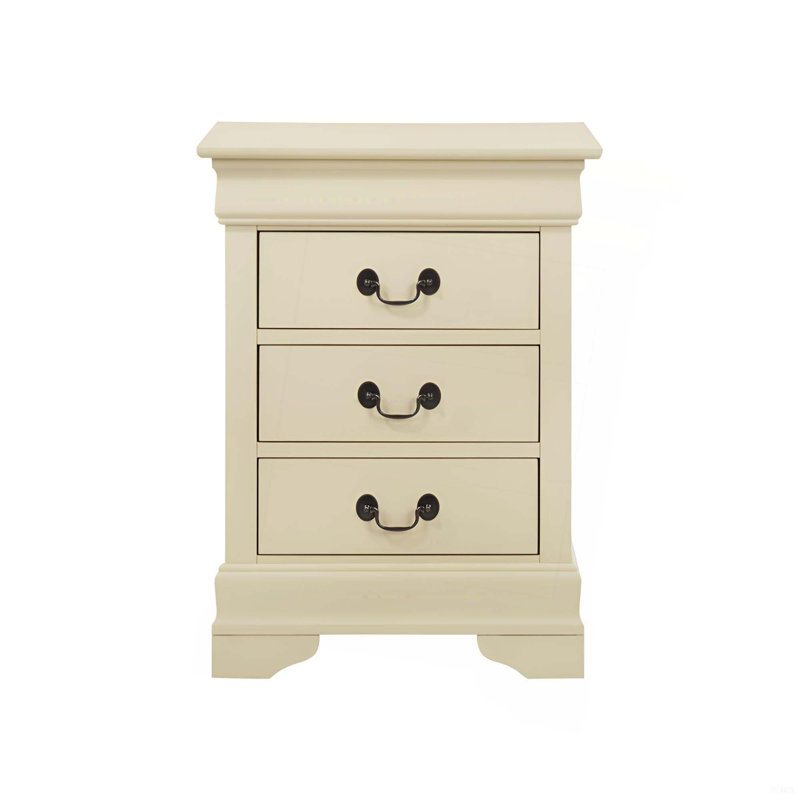 Table de chevet avec table de chevet 3 tiroirs Citronelle, Beige