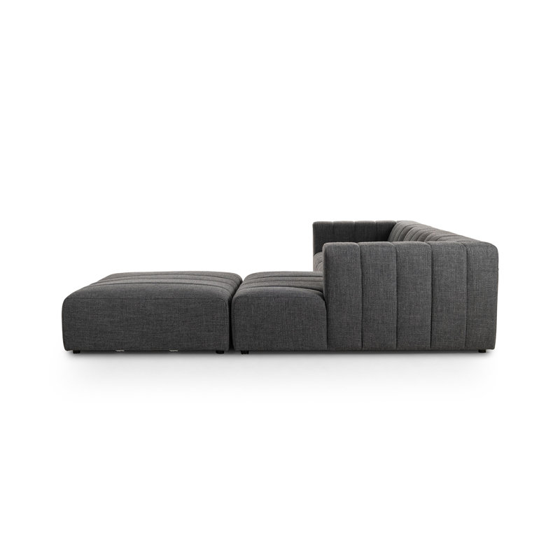 Langham Chaise Sectional, Right Hand Facing, Saxon Charcoal Polyester Blend