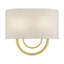 Applique murale 2 lumières ADA en bronze anglais avec abat-jour en tissu avoine fabriqué à la main avec tissu blanc à l'intérieur-611700163