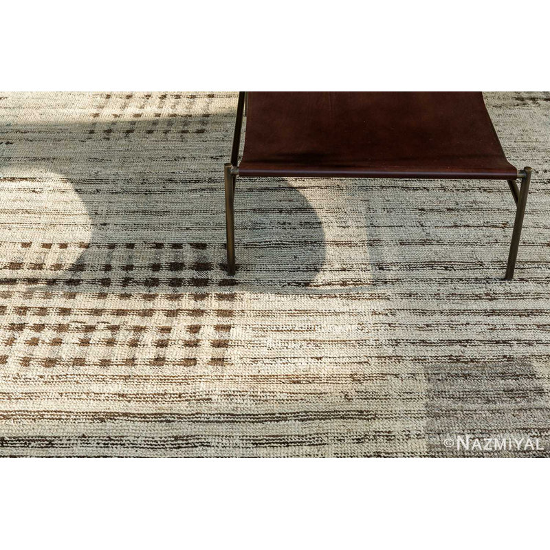 Modern Distressed One-of-a-Kind Rectangle 9'10" x 14' New Age Rectangle Wool Area Rug