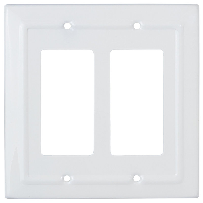 Classic White Double Rocker Wall Plate with Powder Coated Finish