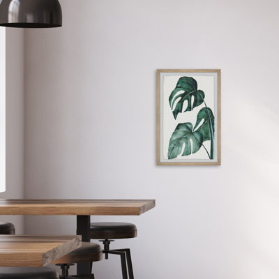 «Split Leaves In White», reproduction encadrée