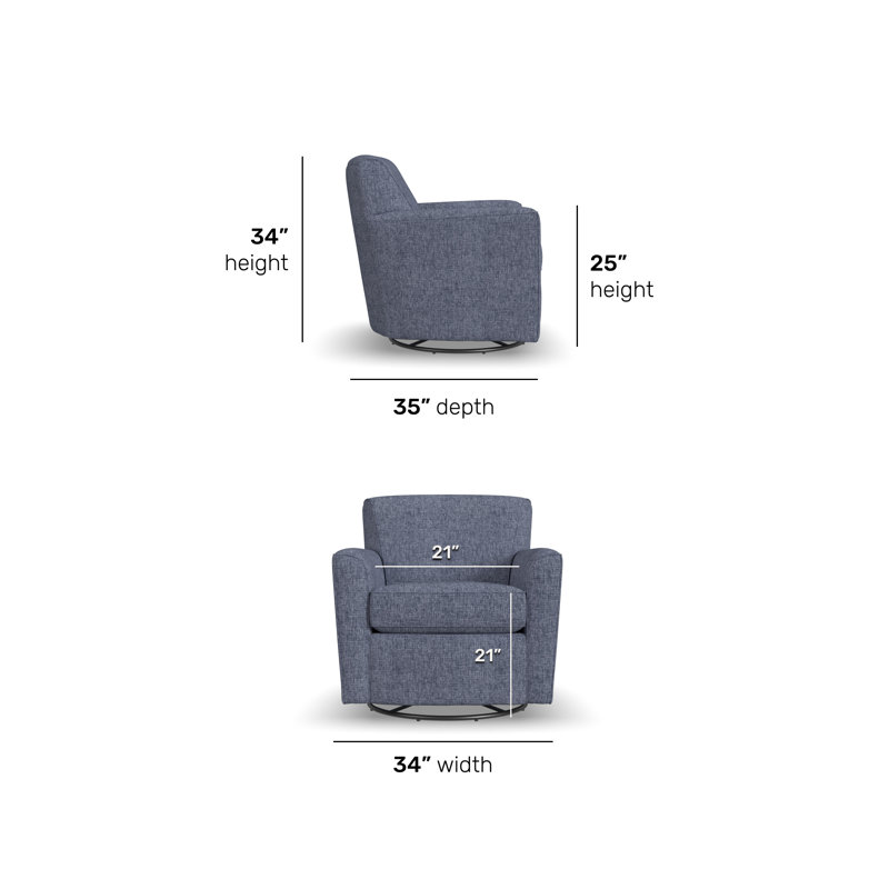 Fauteuil pivotant rembourré Monarch, Bleu indigo