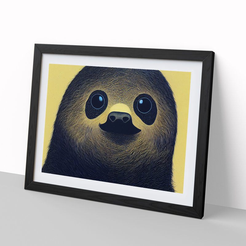 Groovy Sloth - Single Picture Frame Print, Black Framed, 25cm H x 34cm W x 2cm D
