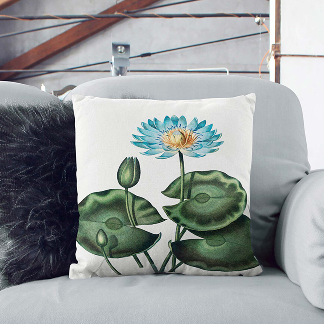 A Blue Egyptian Water Lily by R.J. Thornton Cushion with Filling