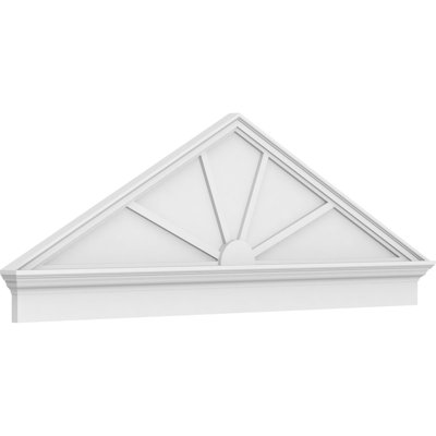 72"W x 24-7/8"H x 2-3/4"P (Pitch 6/12) Peaked Cap 4 Spoke Architectural Grade PVC Combination Pediment