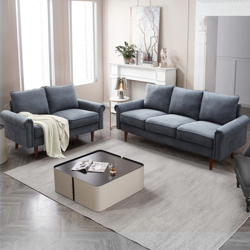 Ensemble de salon 2 pièces, Polyester gris