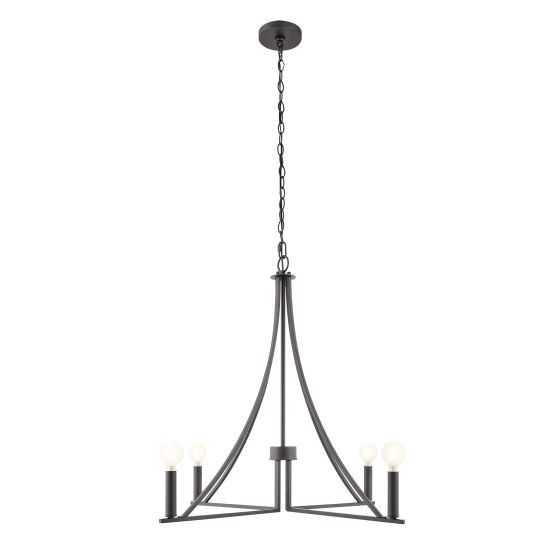 Lustre 4 lumières Meridian en noir mat, Noir mat, E12/candélabre, Non