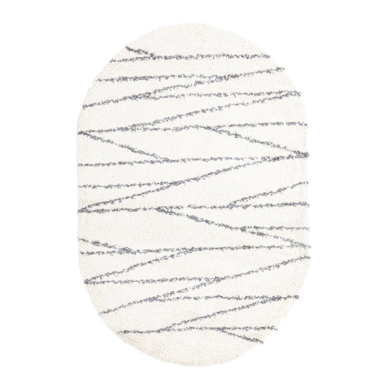 Abrahams Striped Indoor Rug, Oval 5'3" x 8'