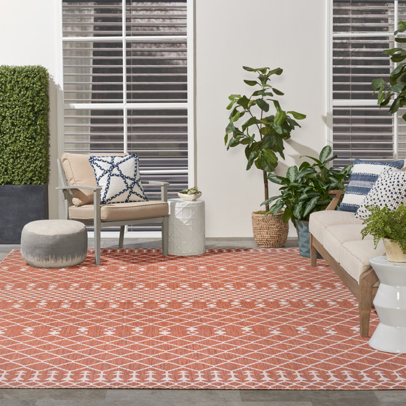 Tapis intérieur / extérieur Robbs, Rectangulaire 8 pi x 10 pi, Terre cuite / Orange