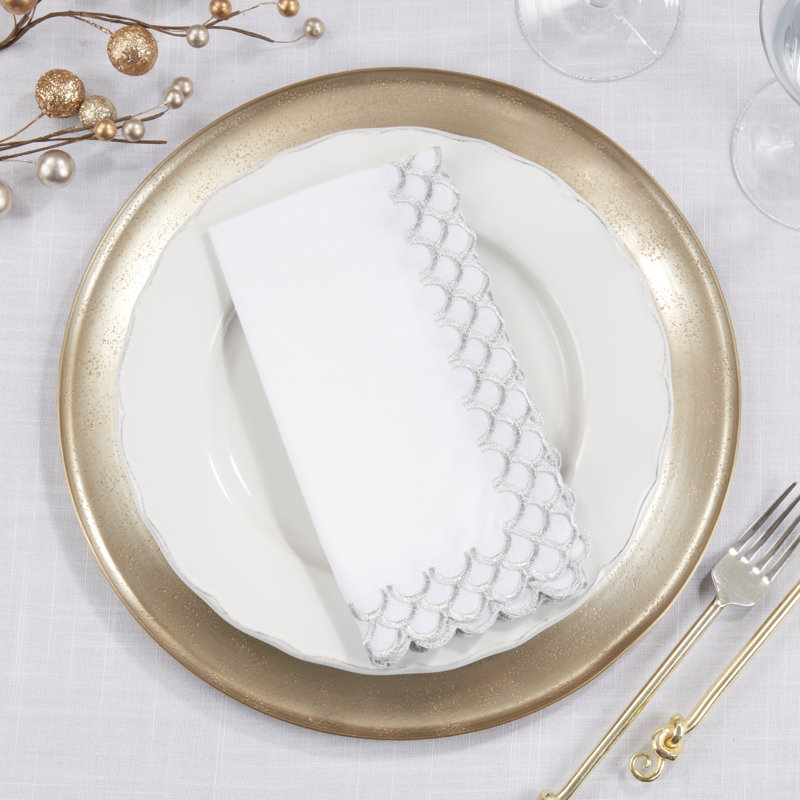Odelia Collection Polyester No Pattern Rectangle Napkin, Silver