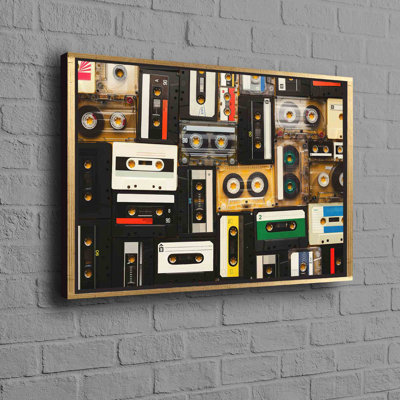 Vintage-Inspired Audio Cassette Cotton Canvas Art Capturing a Touch of Nostalgia for Music Enthusiasts Seeking Unique Wall Decor