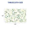 Nappe 60 "x 120" festonnée à la main à motif de feuilles vertes festonnée