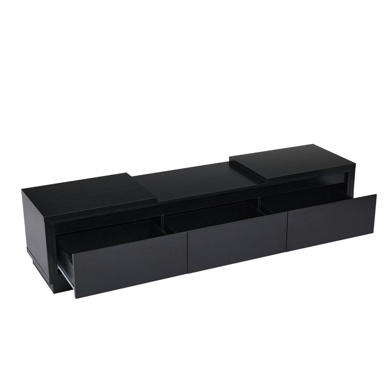 Youssouf Extendable TV Stand with Three Drawers, Black