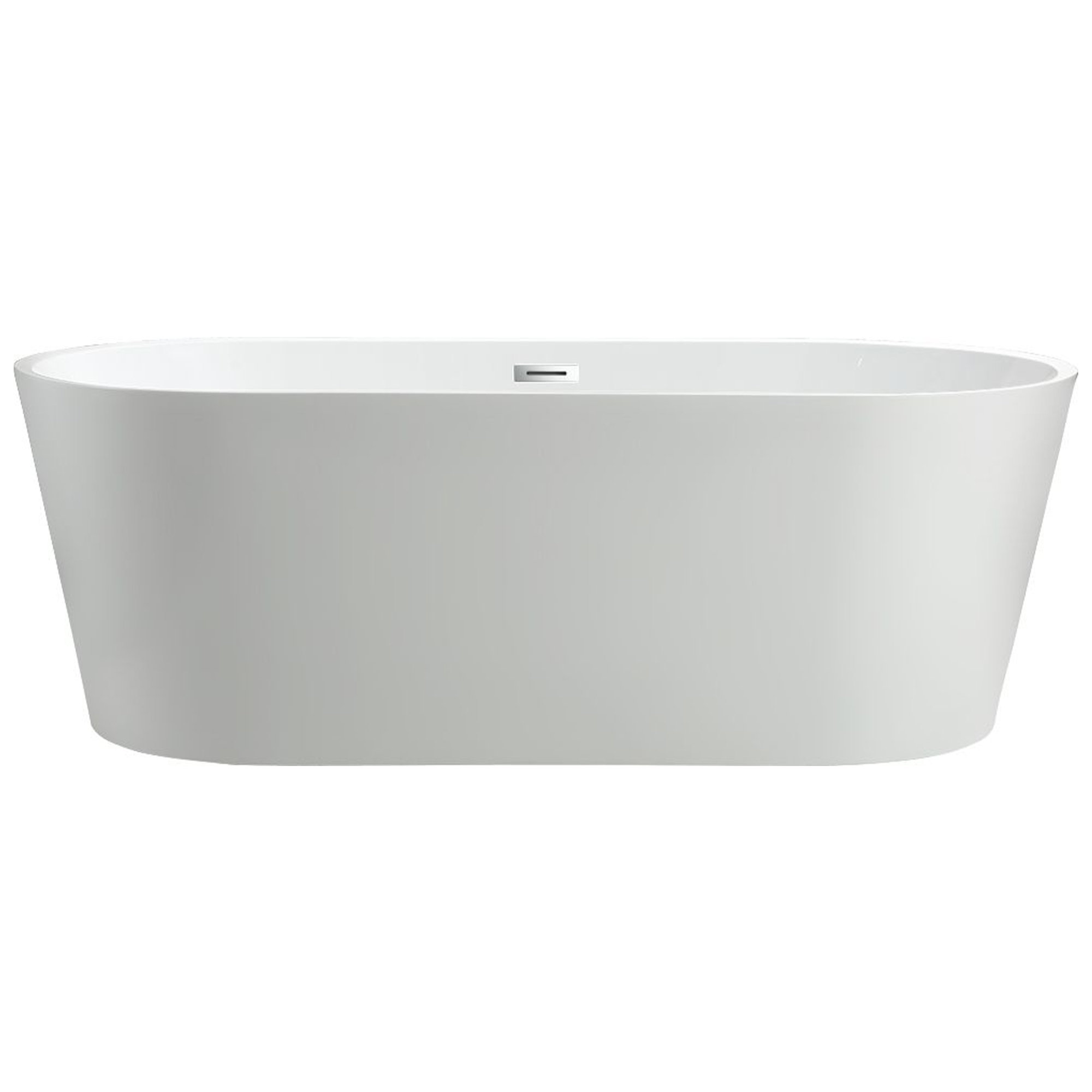 67" x 32" Freestanding Soaking Acrylic Bathtub, White/Polished Chrome