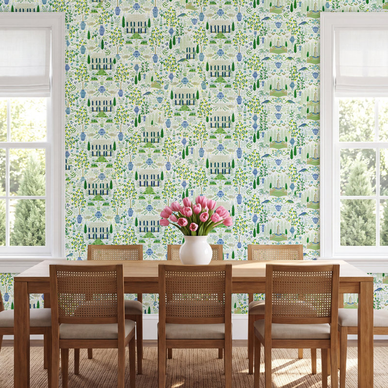 Camont 27' x 27" Wallpaper Roll, Blue/Green