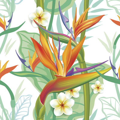 Adamec Seamless Pattern With Strelitzia by Helgy716 - Wrapped Canvas Print