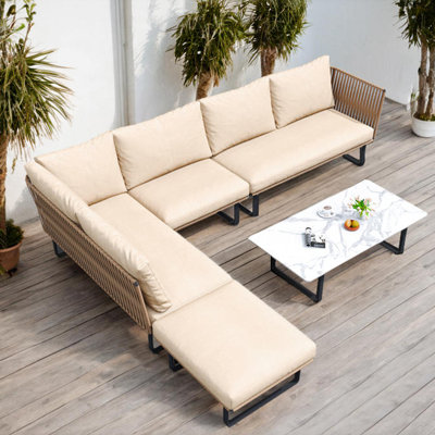 Ensemble de conversation d'extérieur 5 personnes avec coussins Ellesyn