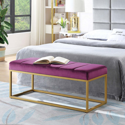 Banc rembourré moderne avec structure en métal pour le salon de la chambre à coucher, sièges d'entrée