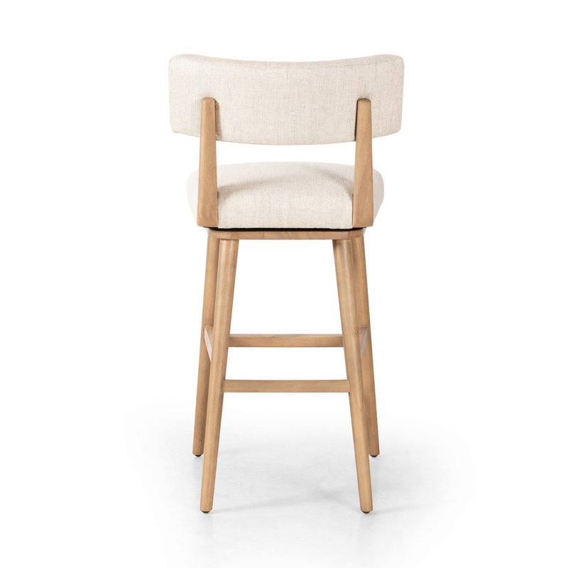 Natural Wood Swivel Counter Stool with Upholstered Seat