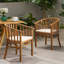 Chaises de salle à manger d'extérieur en bois avec coussins, ensemble de 2, finition teck