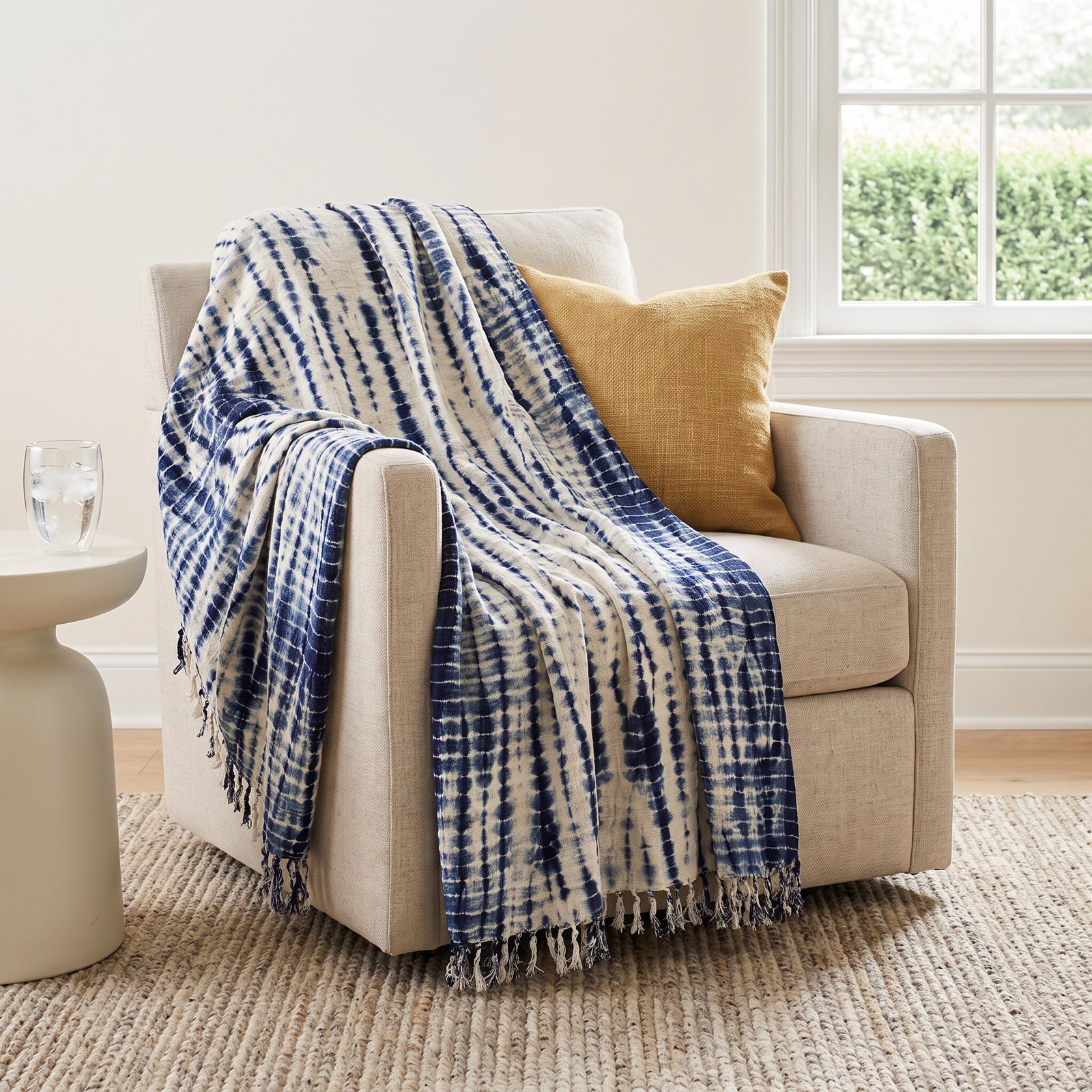 PILLOWPIA Shibori Cotton Throw Blanket