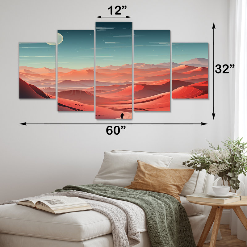  «Crimson Sands Desert Moon Horizon I - Desert Multipanel, art mural