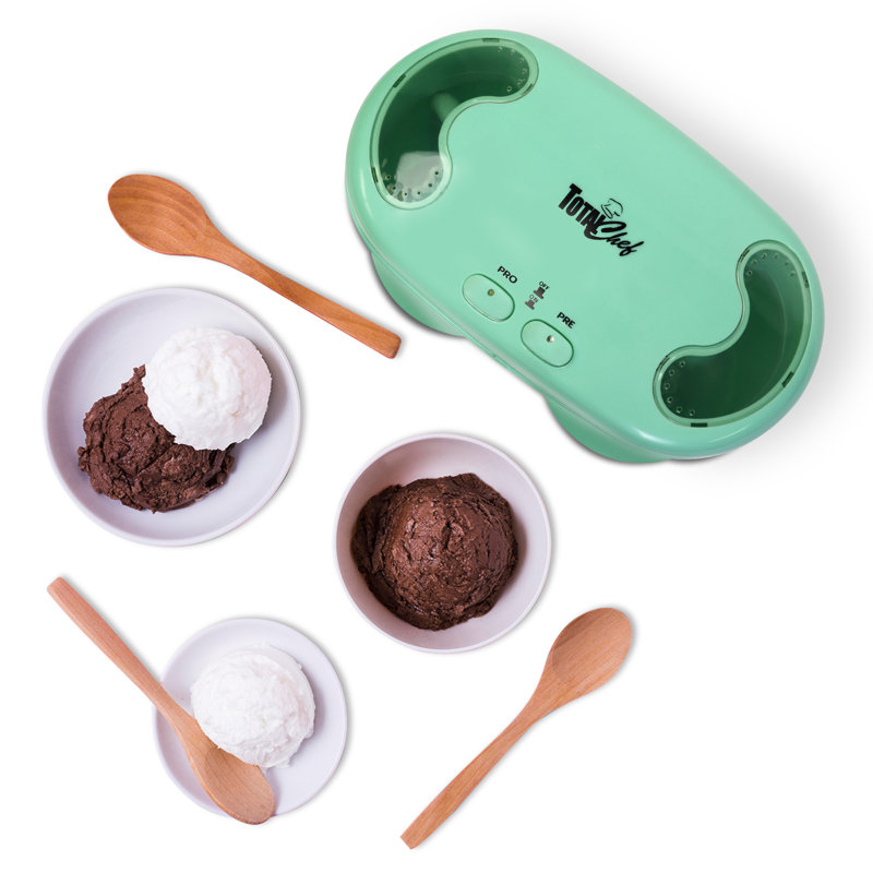 Total Chef Deluxe Double Treat Ice Cream Maker, 1.1 qt (1L), Green