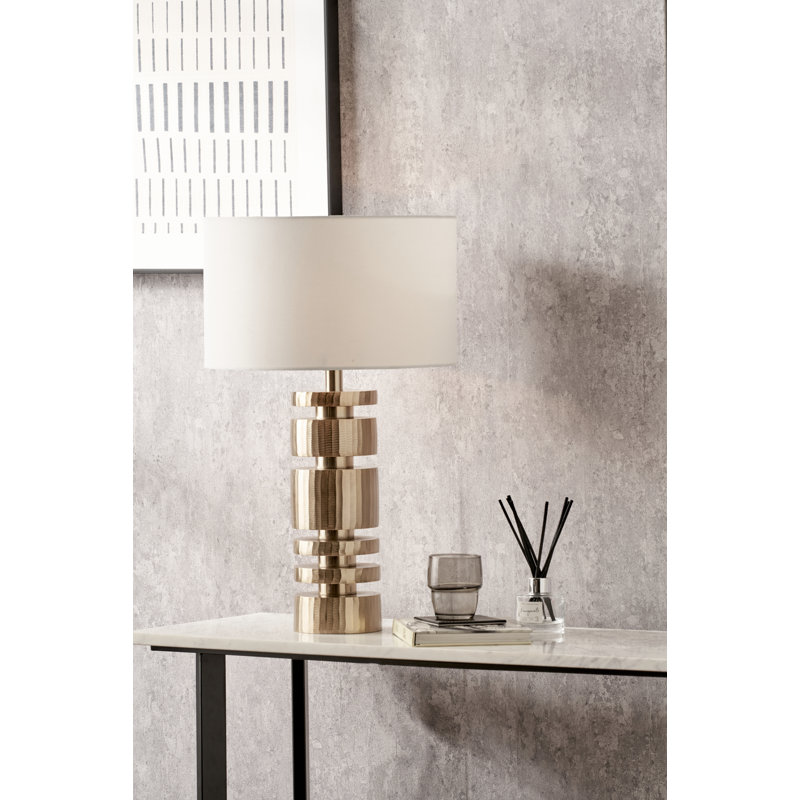 Metal Table Lamp, 24.01" H x 13.78" W x 13.78" D, White, Gold