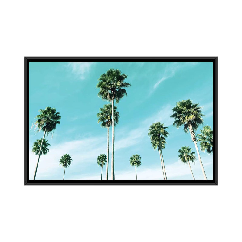 «East Coast Palms», impression sur toile, H 18 po x l 26 po x P 1,5 po, Toile avec cadre flottant noir, Pas de tapis