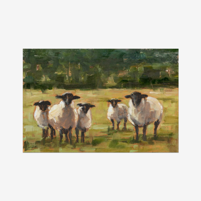 Babsy Sheep Family I - Painting, 20cm H x 30cm W, Wrapped Canvas