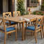 Ensemble repas d'extérieur en bois d'acacia 7 pièces 67,75 "-85,43" avec coussins et table extensible, teck-131279675