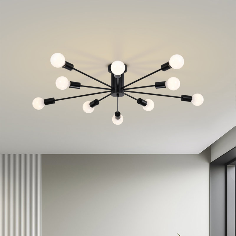 Plafonnier semi-encastré 10 lumières Pimlin, Noir mat