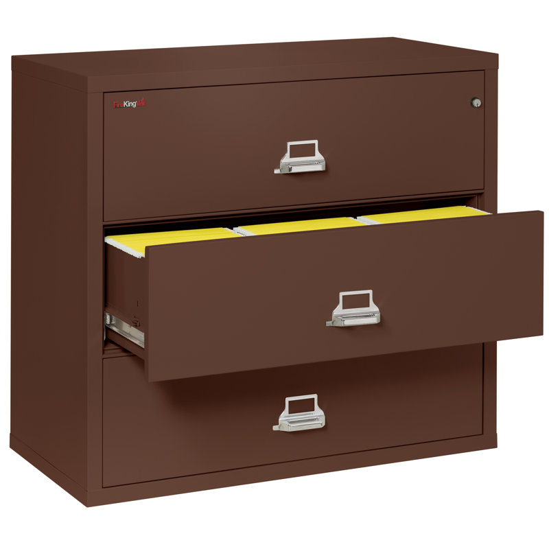 3 - Drawer File Cabinet, Brown, Key Lock